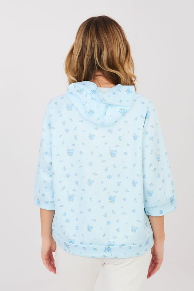 Love Lace Love Lace Women's Floral Print 3/4 Sleeve Sweatshirt Style 224828 in Blue - 3