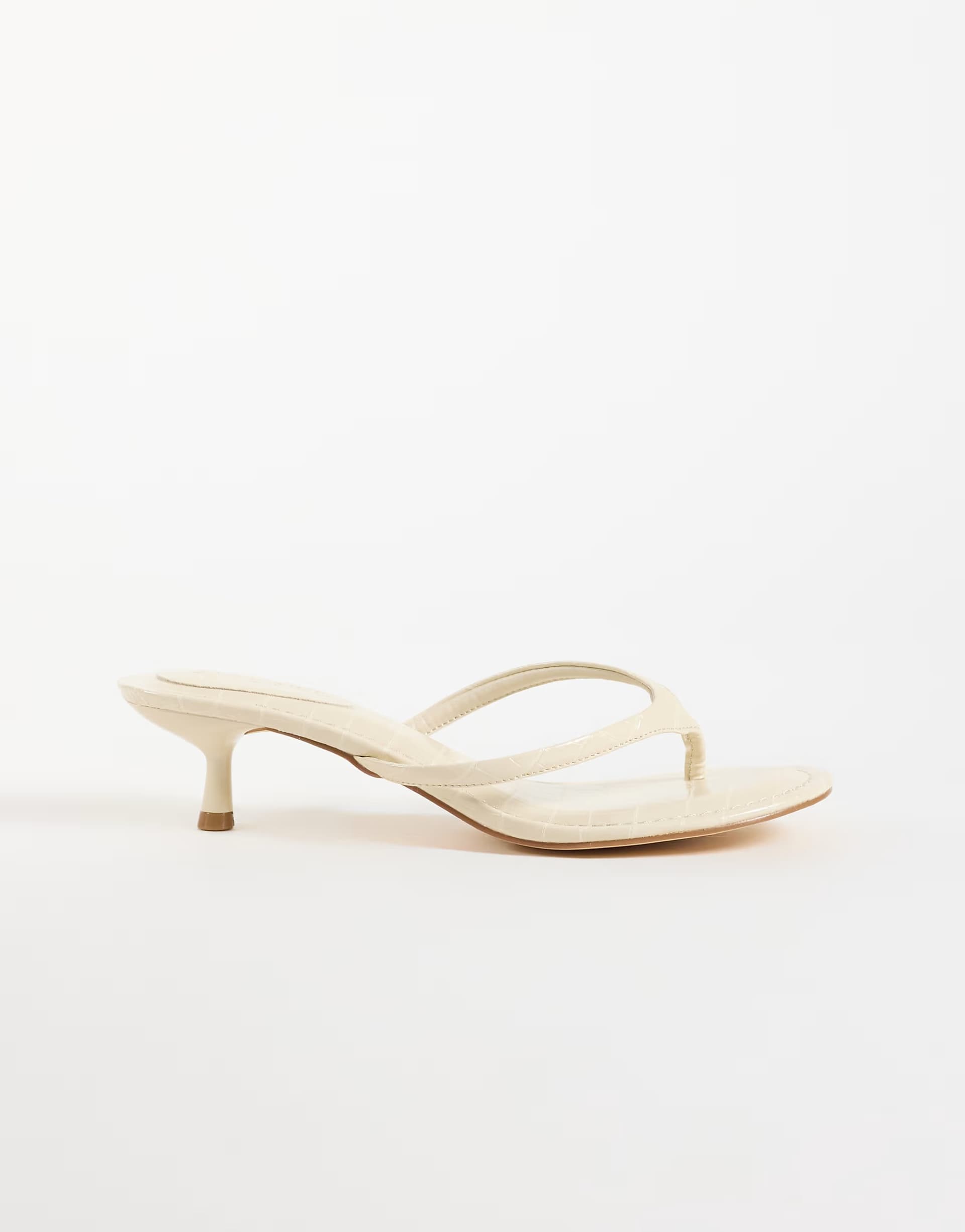 ASOS SEQWL Capri heeled thong sandal in cream croc