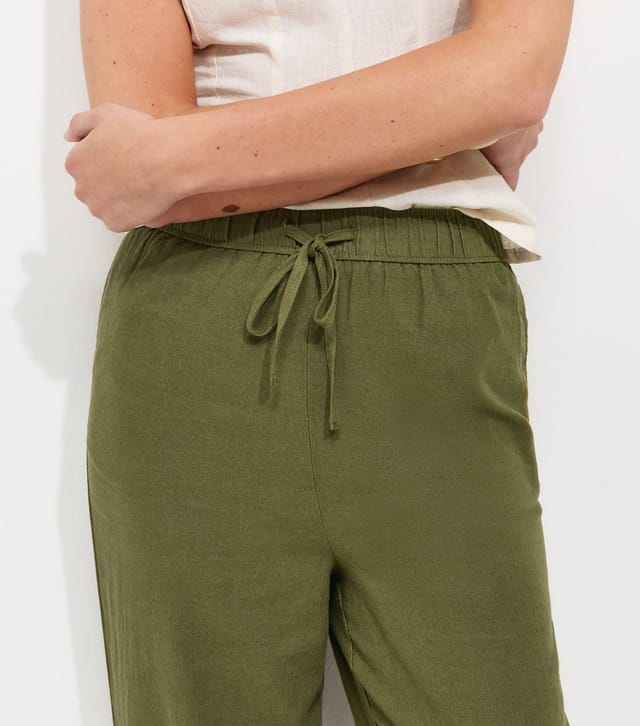 New Look Women's Tall Light Khaki Linen Rich Wide Leg Trousers New Look - 2