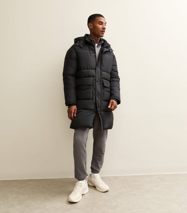 New Look Men's Black Regular Longline Puffer Jacket New Look - 3