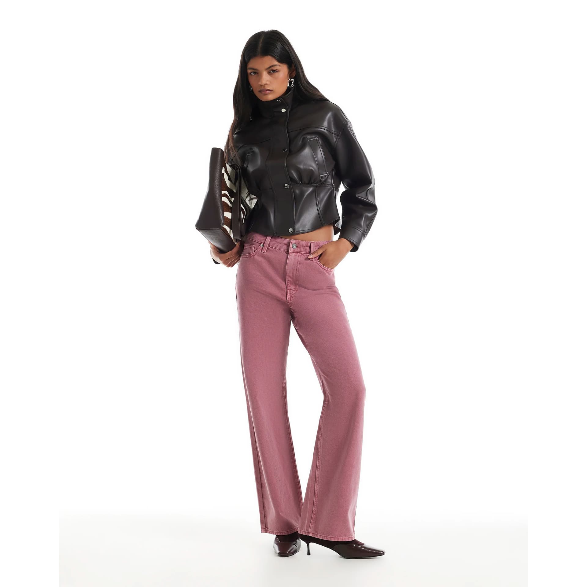 River Island River Island Womens Pink High Waisted Relaxed Straight Leg Jeans