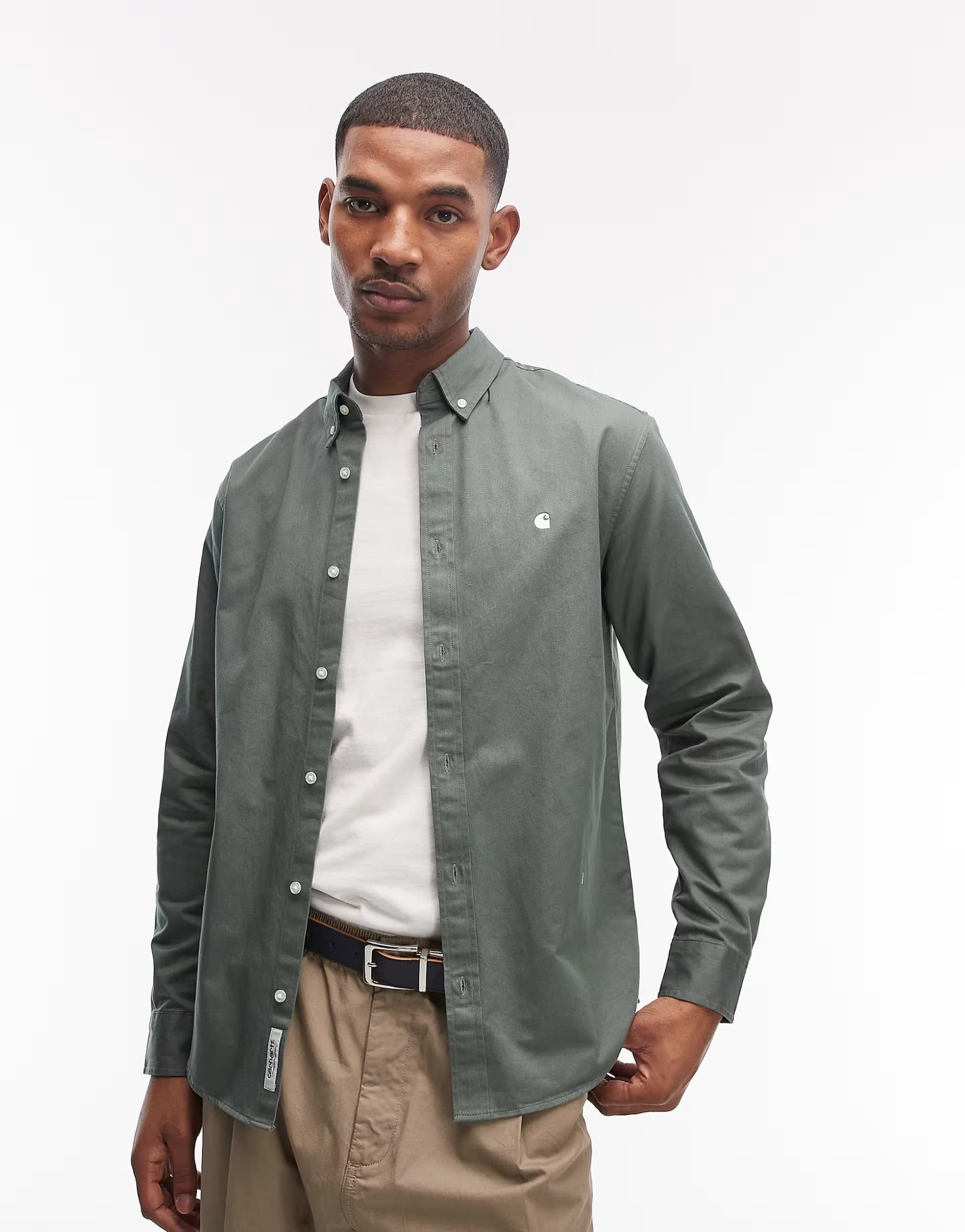 ASOS Carhartt WIP madison long sleeve shirt in light green