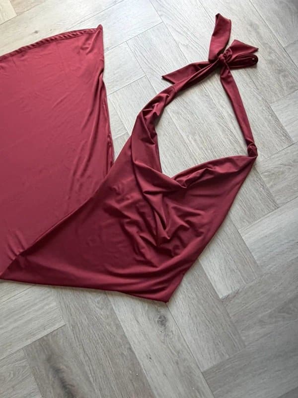 New Look New Look Burgundy Halterneck Slinky Dress - Size 12