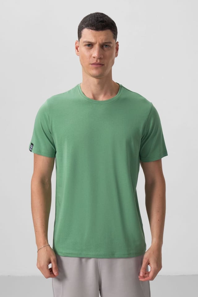 Tommy Life Tommy Life Men's Cotton Elastane Crew Neck T-Shirt in Bottle Green - 2