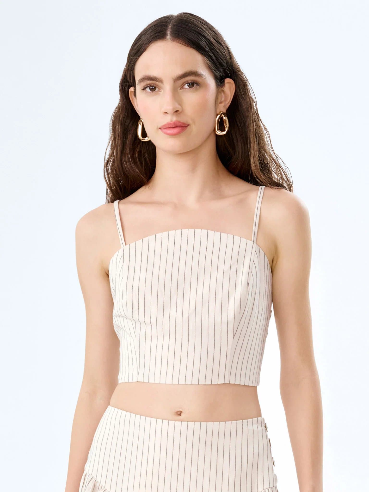 OMNES OMNES Structured Linen Cami Top in Cream/Black Stripe
