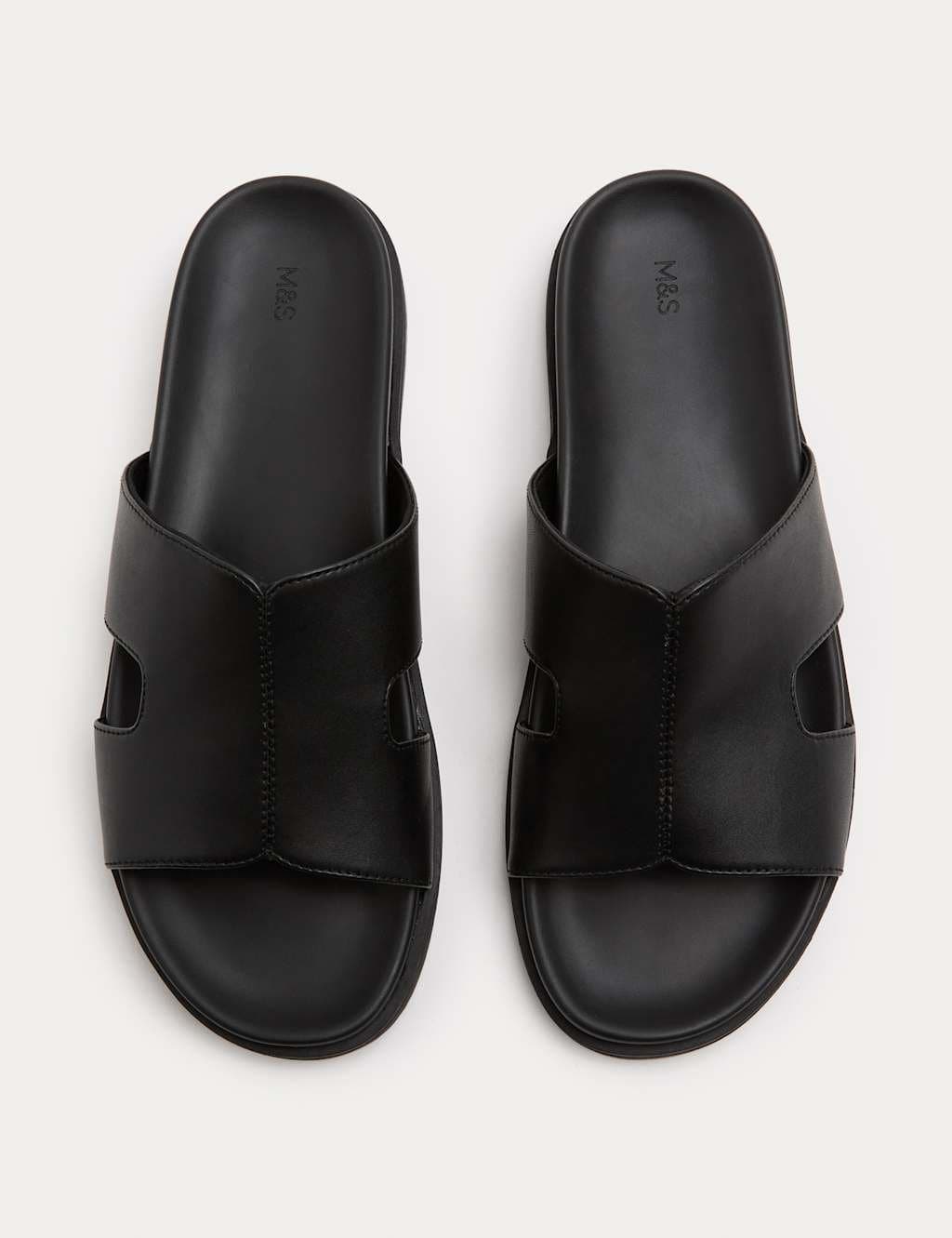 Marks & Spencer M&S Faux Leather Slip On Sandals Black