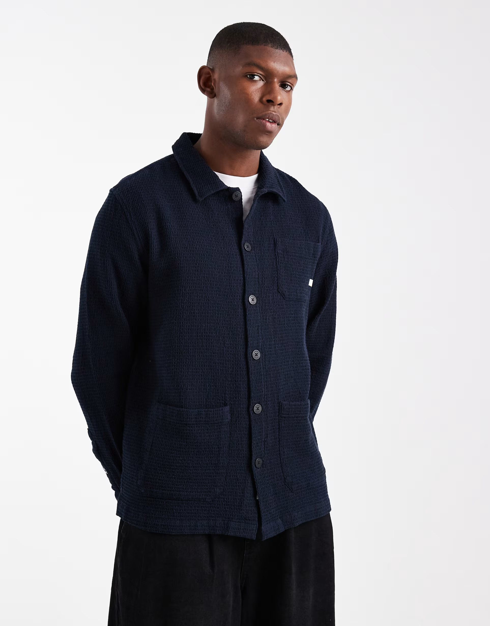 ASOS Farah castlefield longsleeve shirt in navy - 1