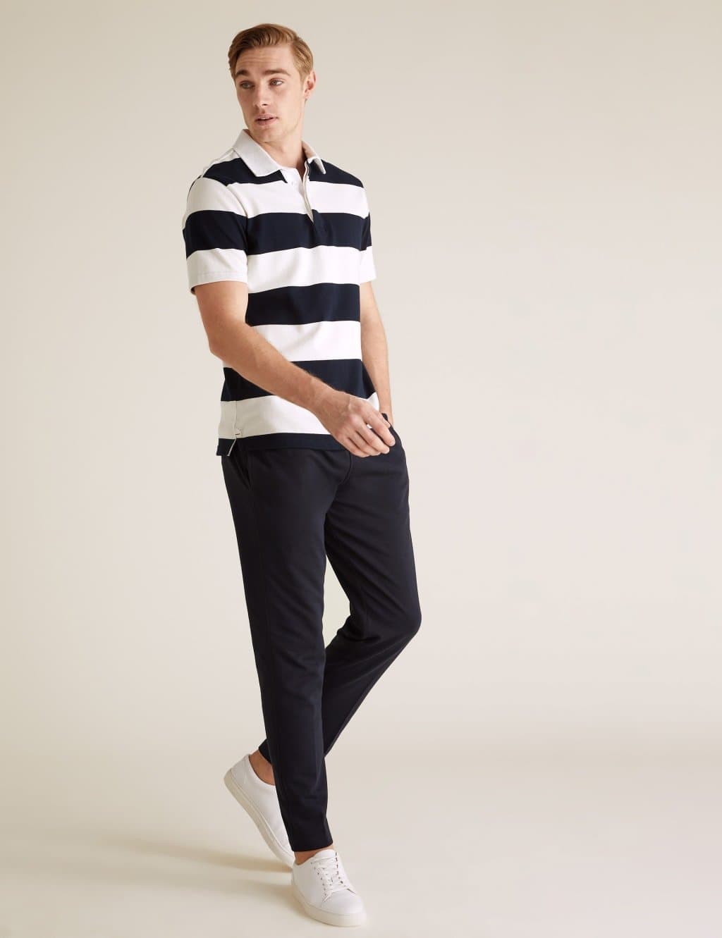 Marks & Spencer M&S 2 Pack Cotton Rich Joggers Navy Mix