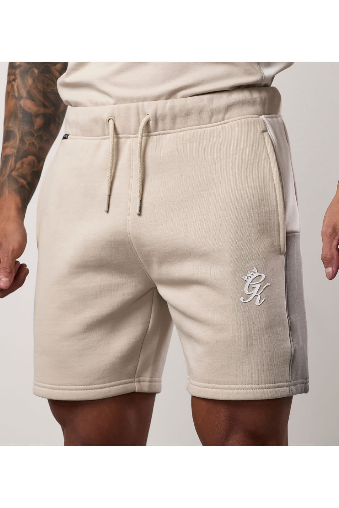 Gym King GYM KING Men's Contrast Panel Short Taupe/ Light Stone/ White in Grey