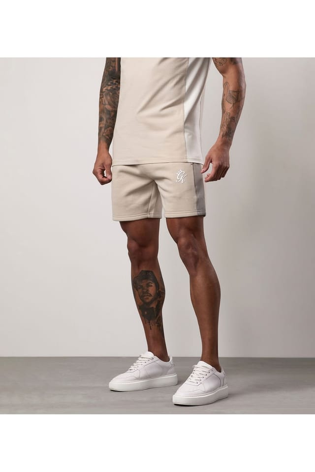 Gym King GYM KING Men's Contrast Panel Short Taupe/ Light Stone/ White in Grey - 2