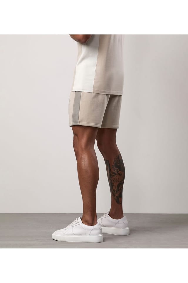Gym King GYM KING Men's Contrast Panel Short Taupe/ Light Stone/ White in Grey - 3
