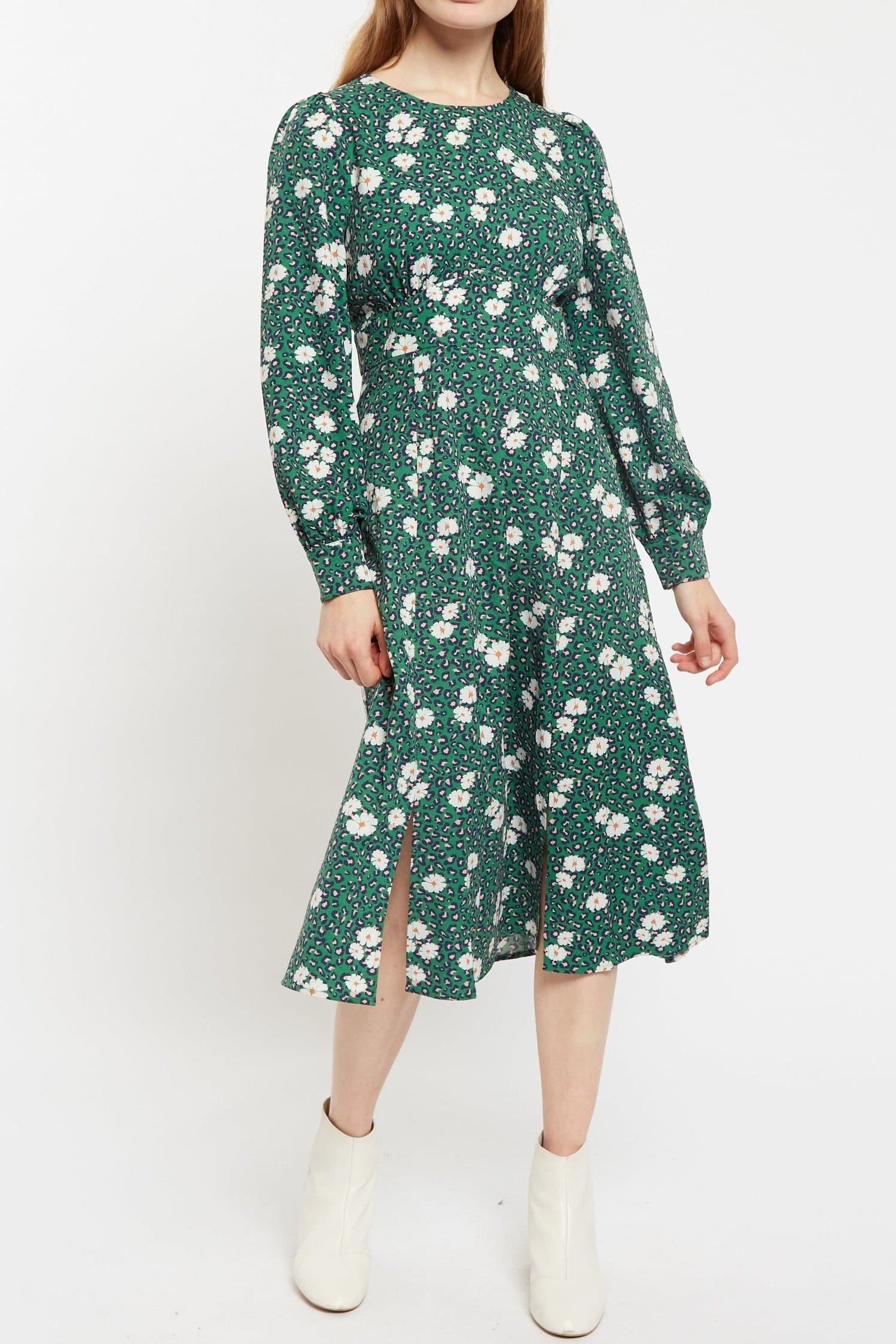 Louche Louche Women's Liv Roaring Daisy Print Long Sleeve Midi Dress - Green