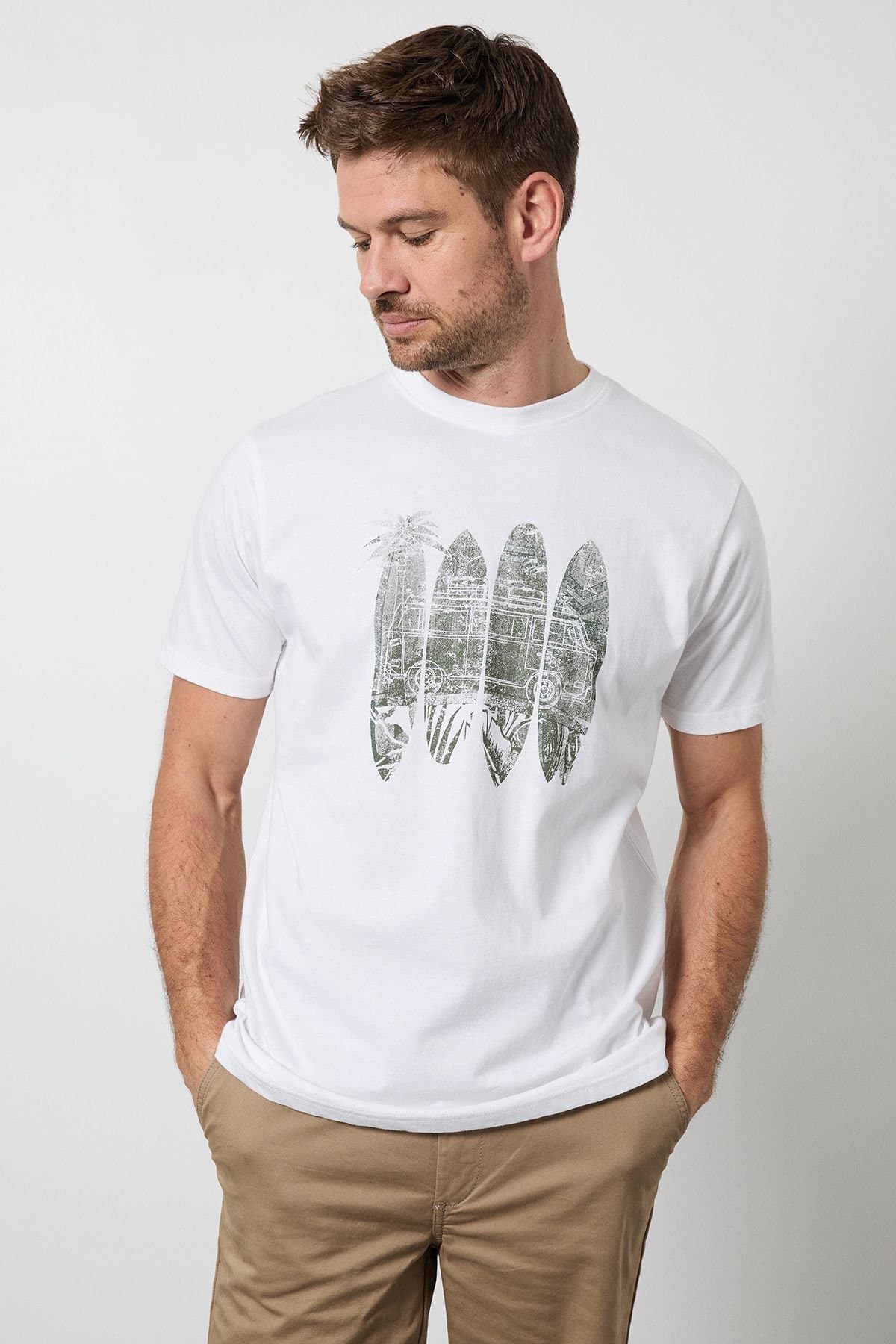 Maine Maine Men's White Surf & Camper Printed T-Shirt