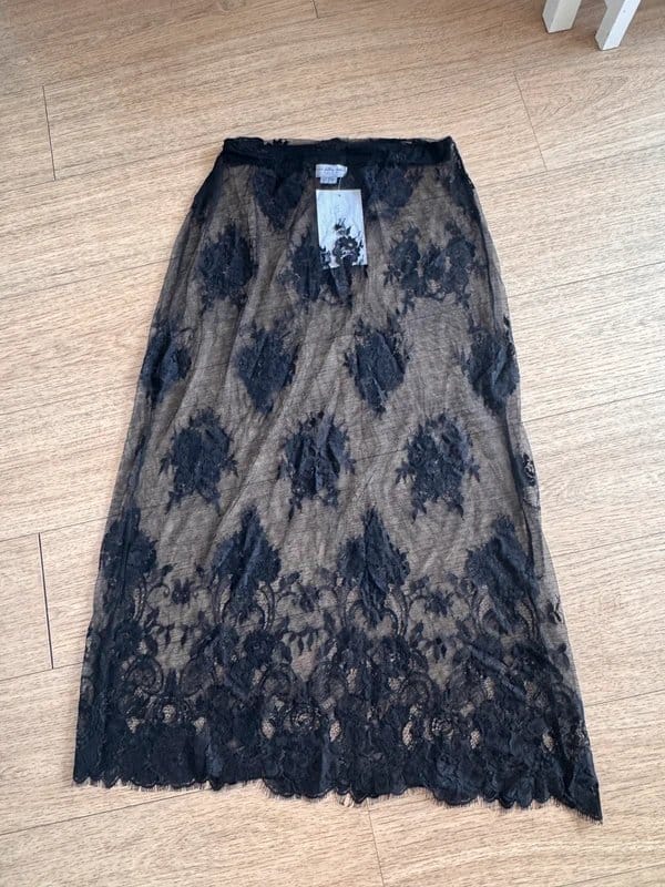 Never Fully Dressed Black Lace Full-Length Skirt