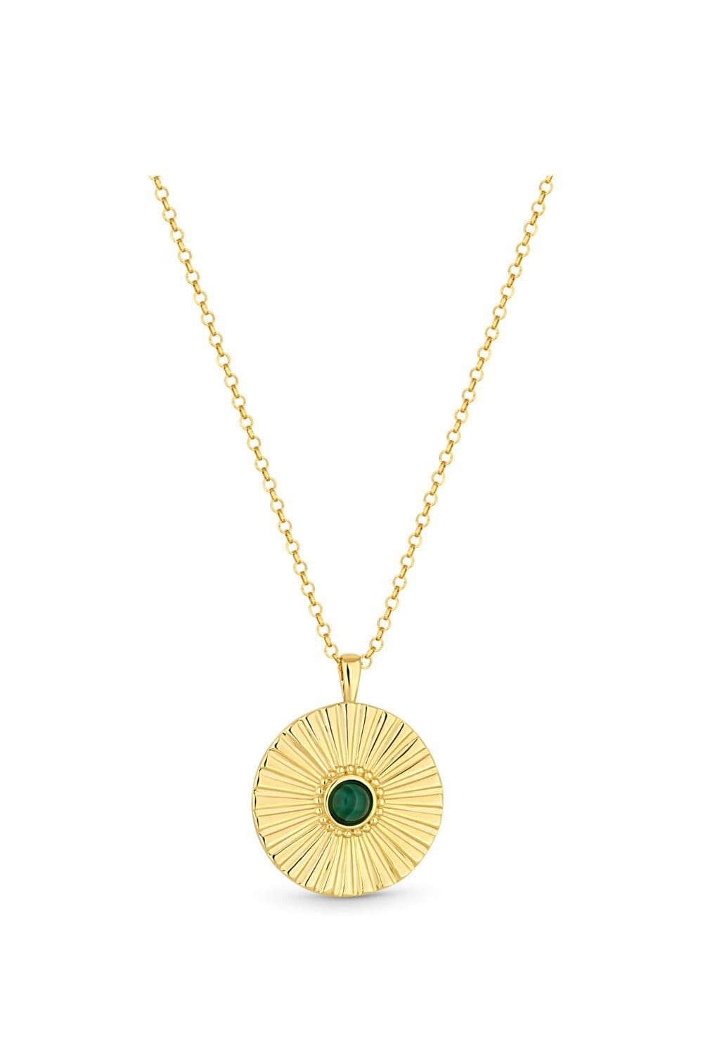 Simply Silver Simply Silver Women's Gold Plated Sterling Silver 925 Malachite Pendant - 1