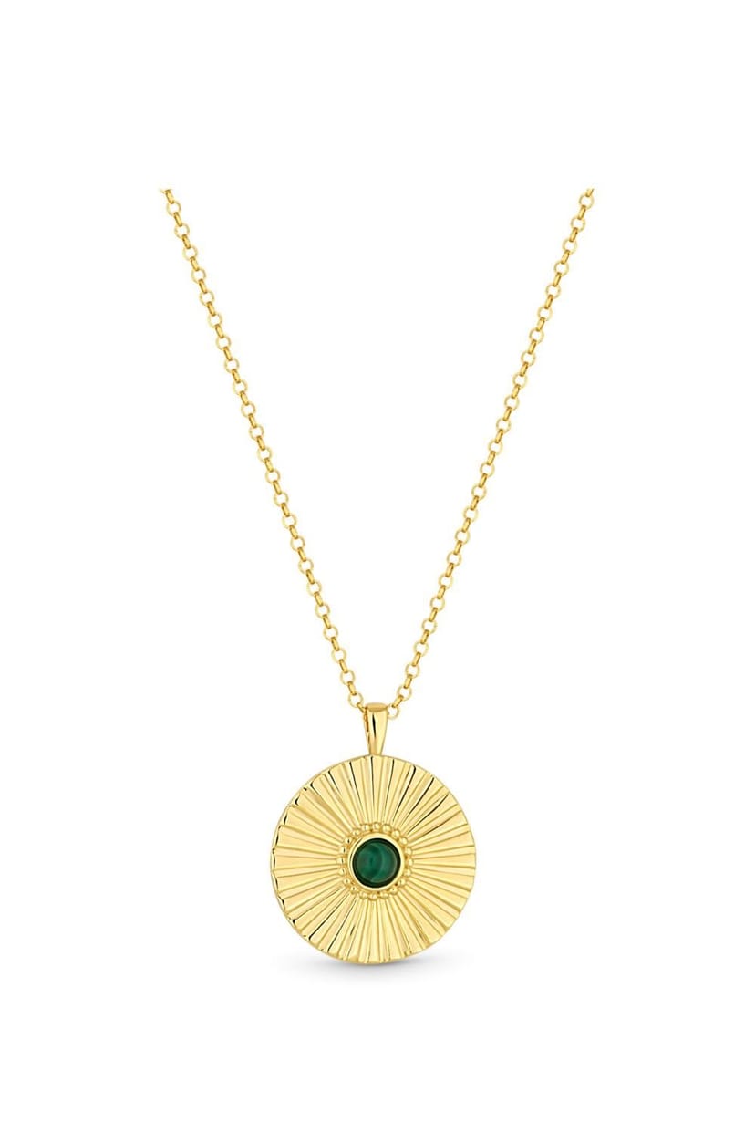 Simply Silver Simply Silver Women's Gold Plated Sterling Silver 925 Malachite Pendant - 1