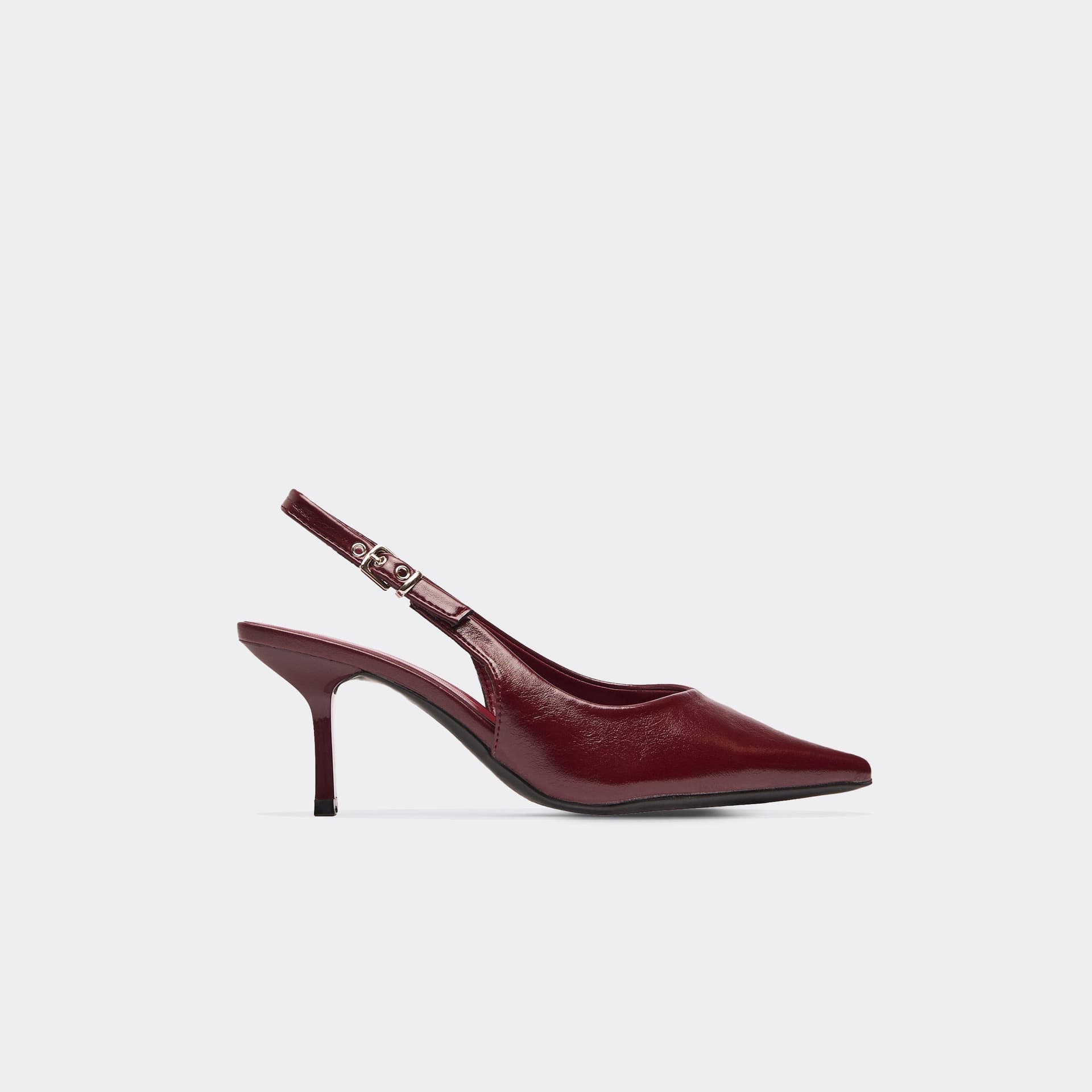 EGO Fergie Pointed Toe Slingback Court Heel In Burgundy Faux Leather, Women's Size UK 3