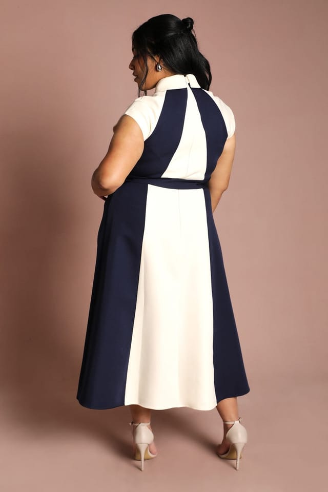 Coast Coast Women's Plus Colour Block Panelled Midi Dress in Ivory - 3