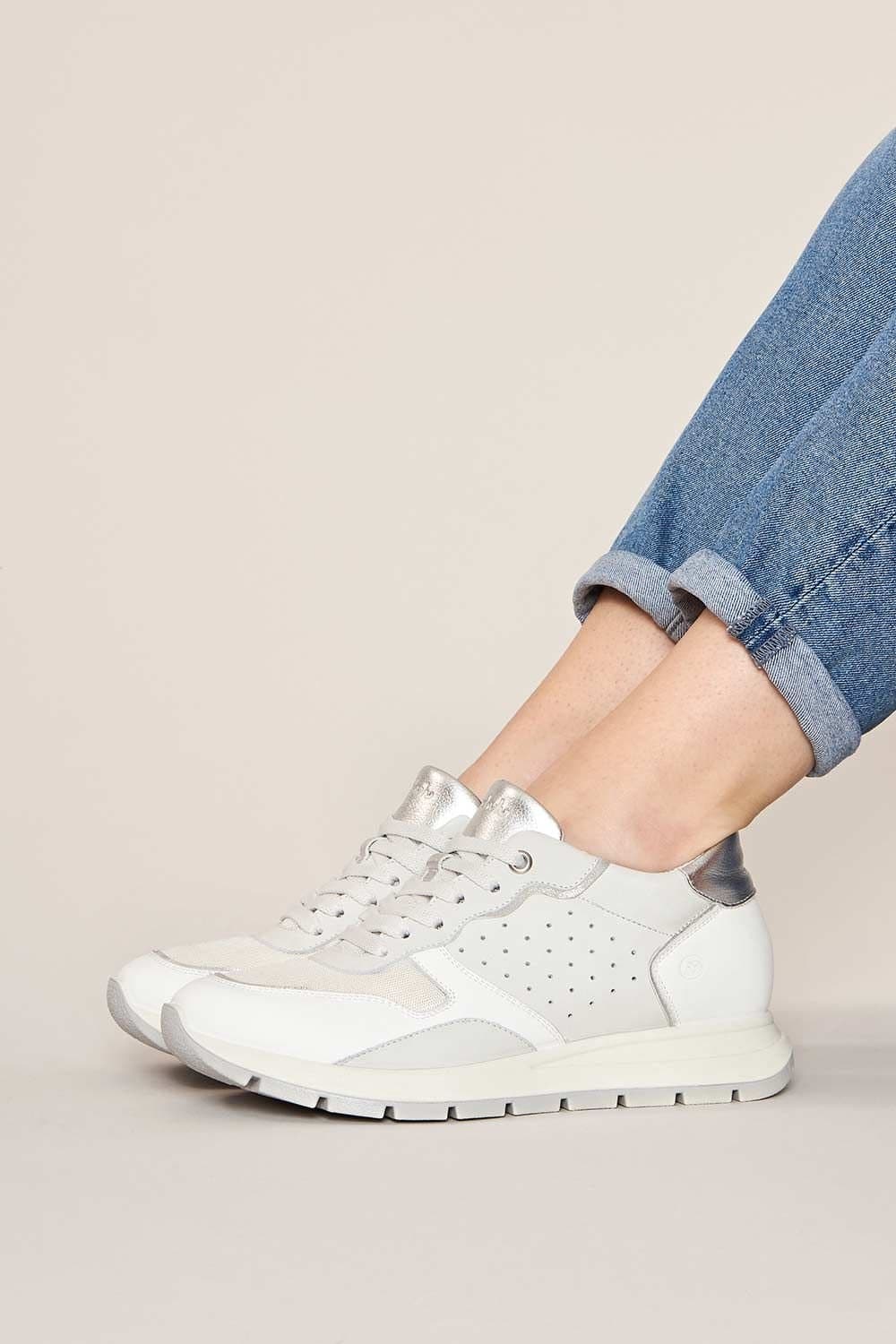 Moshulu Moshulu Women's 'Teresa' Lace Up Mesh Panel Trainers in White