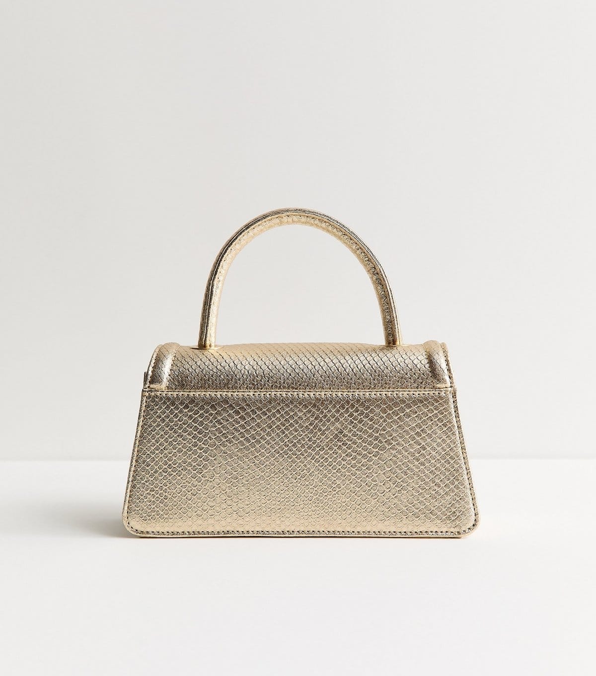 New Look Gold Snake Embossed Faux Leather Flap Top Handle Bag Vegan New Look - 4
