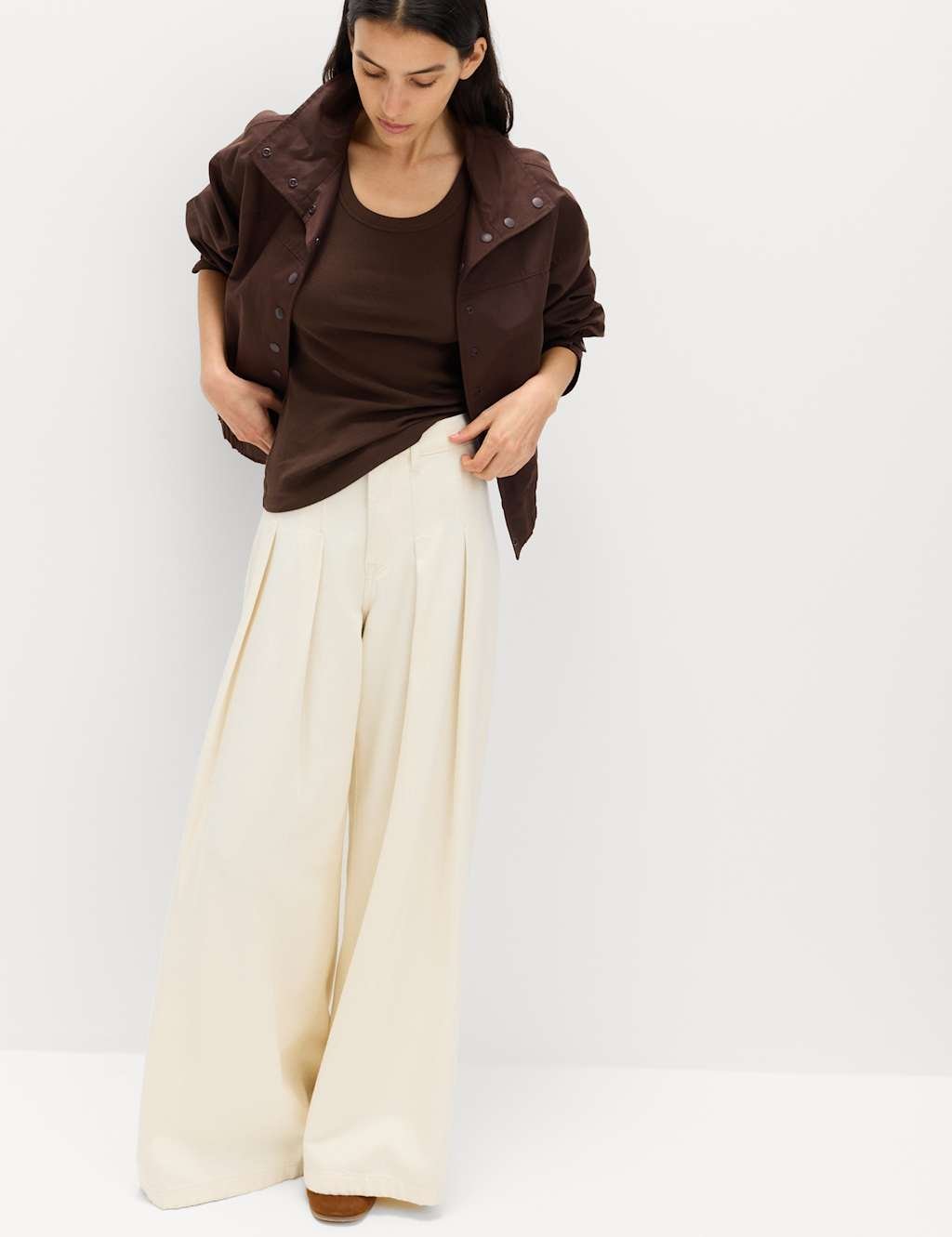 Marks & Spencer M&S Cotton Rich Ribbed Slim Fit Vest Top Dark Chocolate - 3