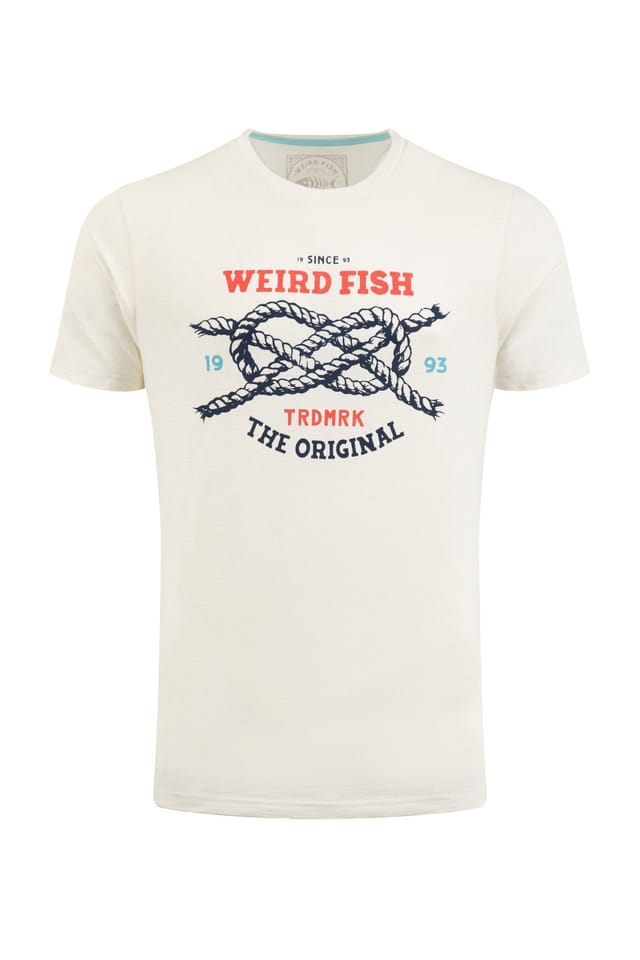 Weird Fish Weird Fish Men's Cast Off-Front Print Graphic T-Shirt in Off-White - 2