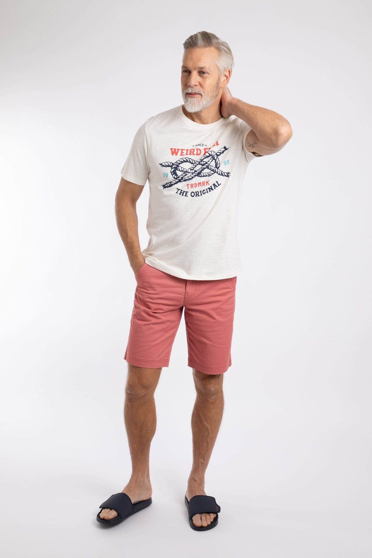 Weird Fish Weird Fish Men's Cast Off-Front Print Graphic T-Shirt in Off-White - 4