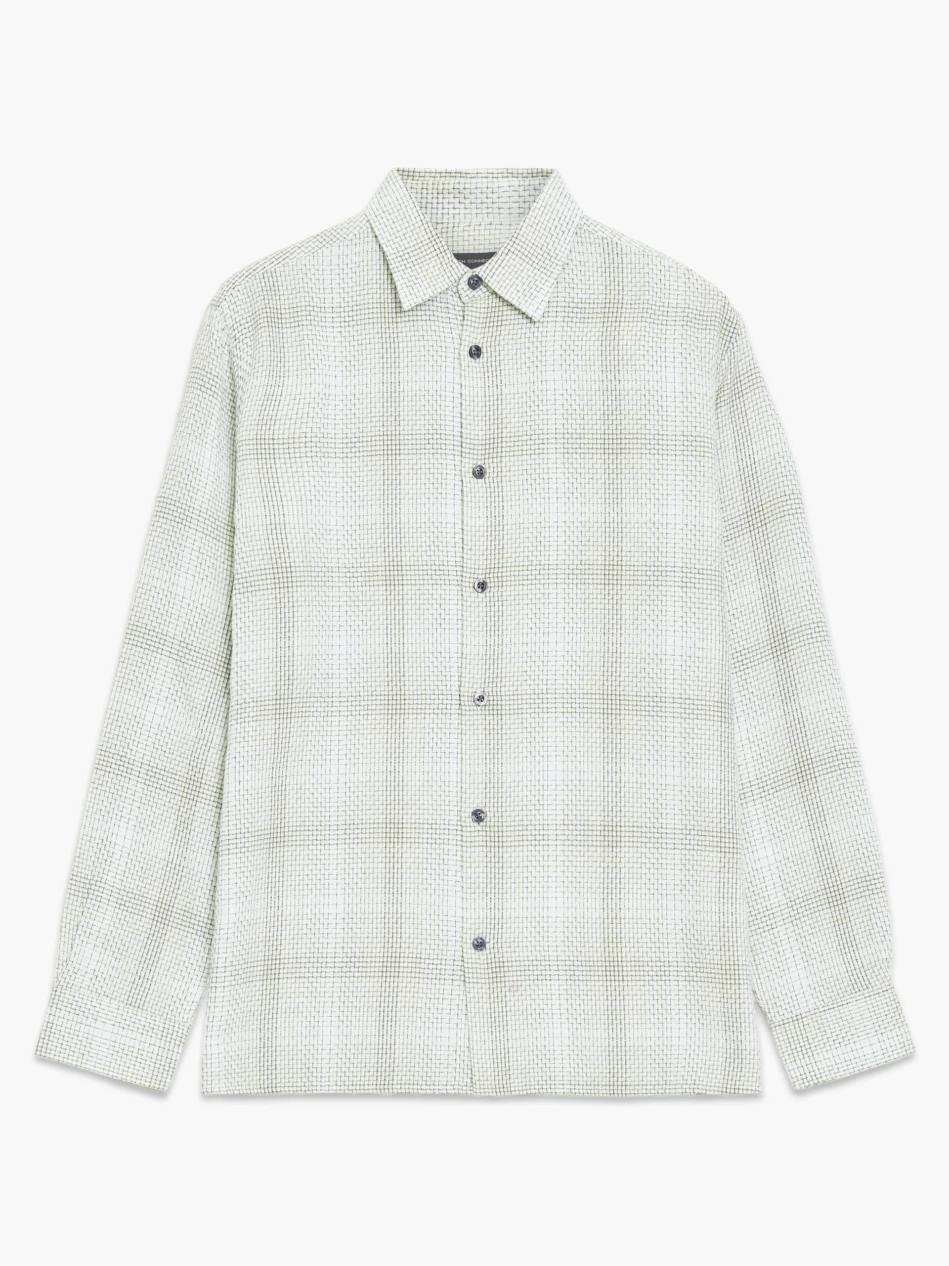 French Connection Barrow Dobby Textured Check Long Sleeve Shirt Sand Combo
