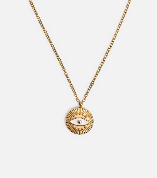 Public Desire Gold Tone Evil Eye Pendant Necklace Public Desire New Look - 2
