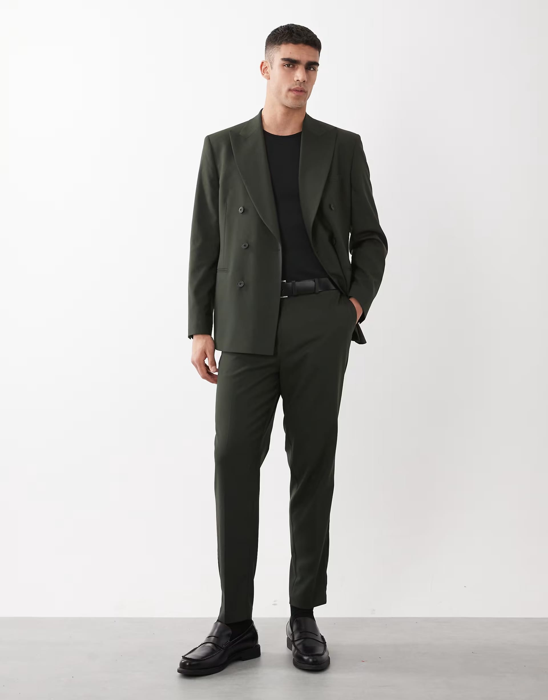 ASOS Tapered Suit Trousers In Dark Green