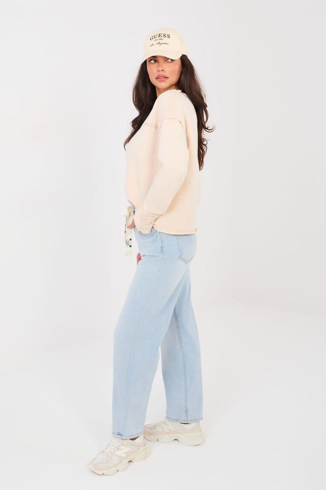 Love Lace Love Lace Women's High Waisted Balloon Fit Tie Belt Jeans in Blue - 2