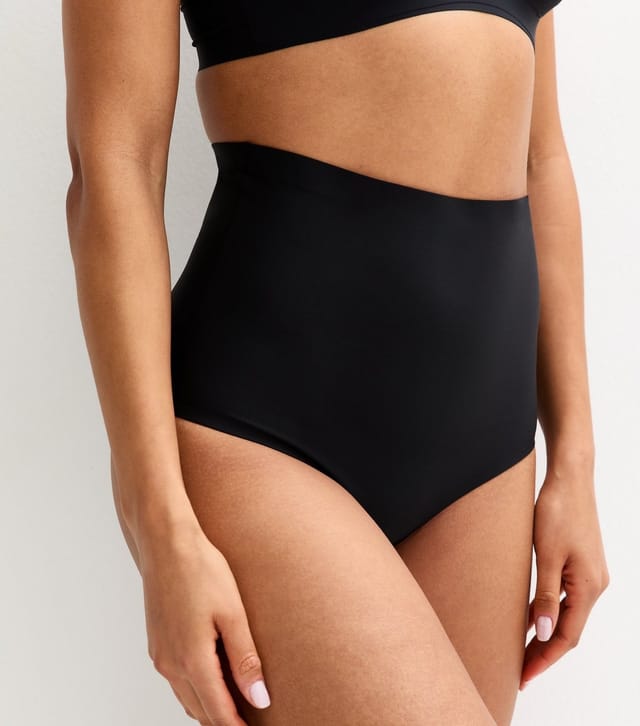 New Look Women's Black Bonded Smooth High Waisted Medium Control Shaping Brazilian Briefs New Look - 2