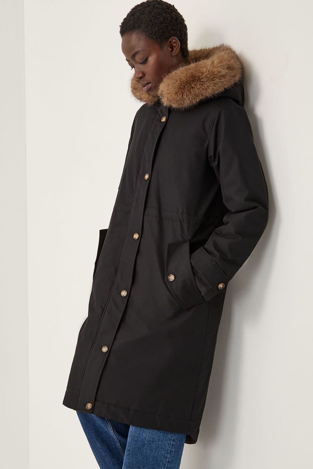 Monsoon Monsoon Women's Paula Faux Fur Parka Black