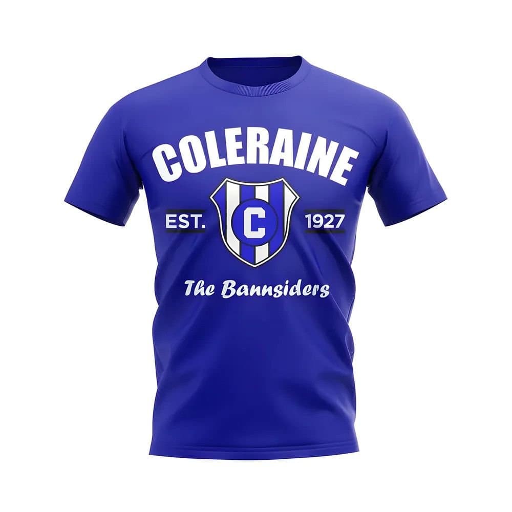 Coleraine Coleraine Men's Personalised Established Football T-Shirt in Blue