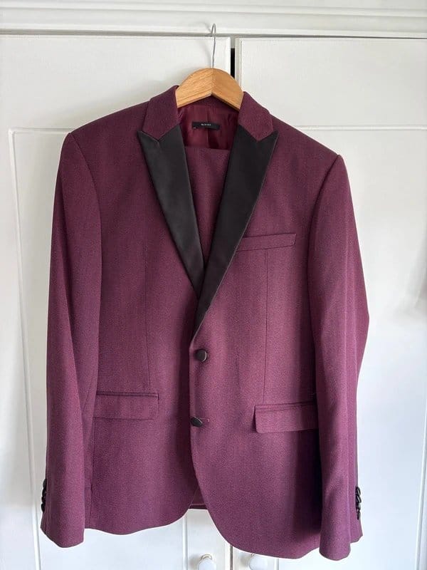 New Look Burgundy Slim Fit Men's Suit Jacket and Trousers