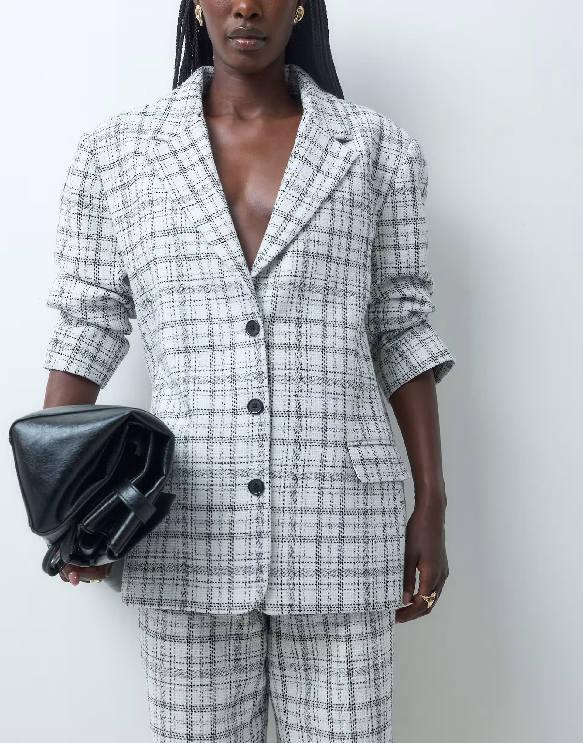 ASOS ASOS DESIGN tailored oversized blazer in winter white check