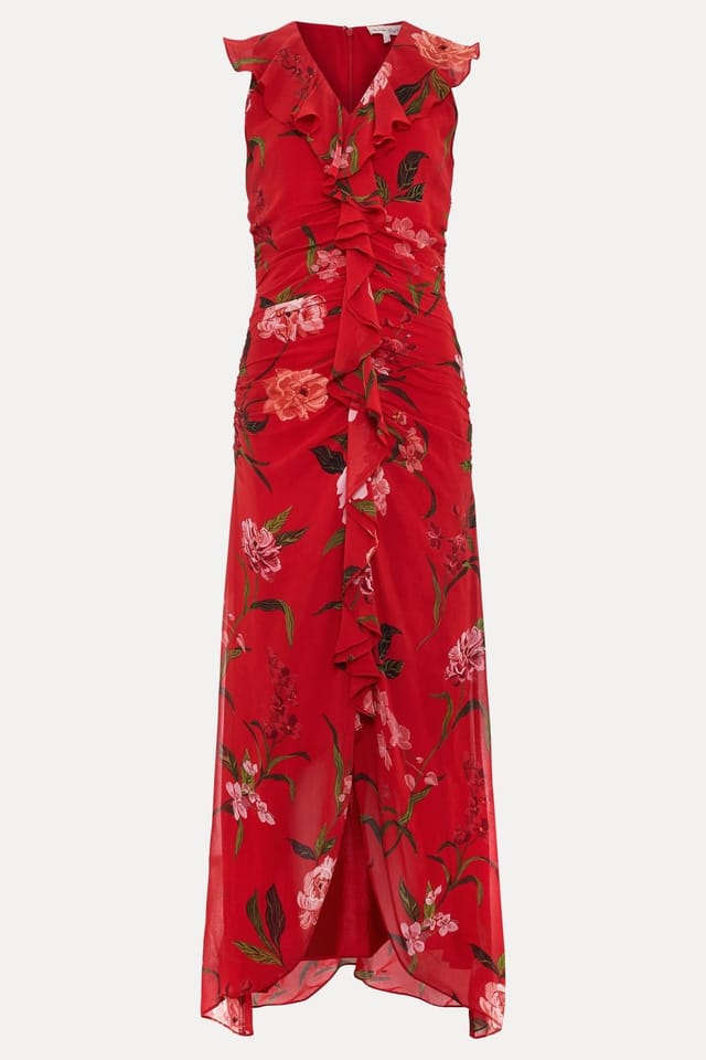 Phase Eight Phase Eight Women's Mae V-Neck Floral Maxi Dress in Scarlet - 2