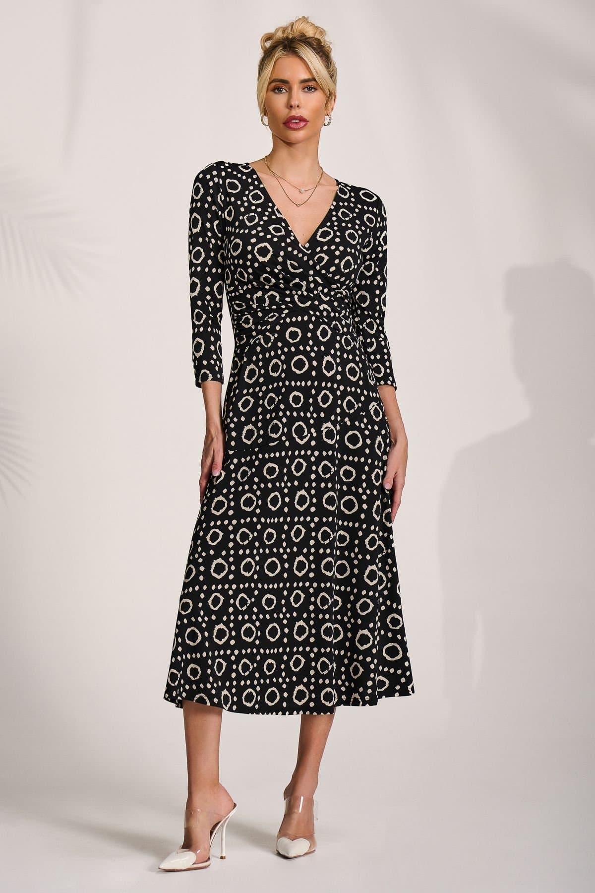 Jolie Moi Jolie Moi Women's Fit & Flare Jersey Midi Dress in Black