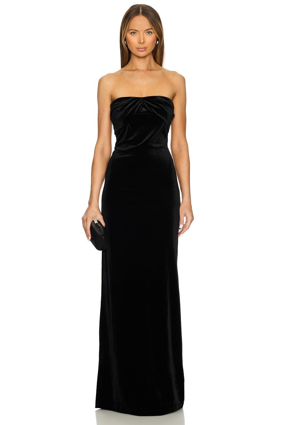 revolve Revolve Black Velvet Strapless Maxi Gown