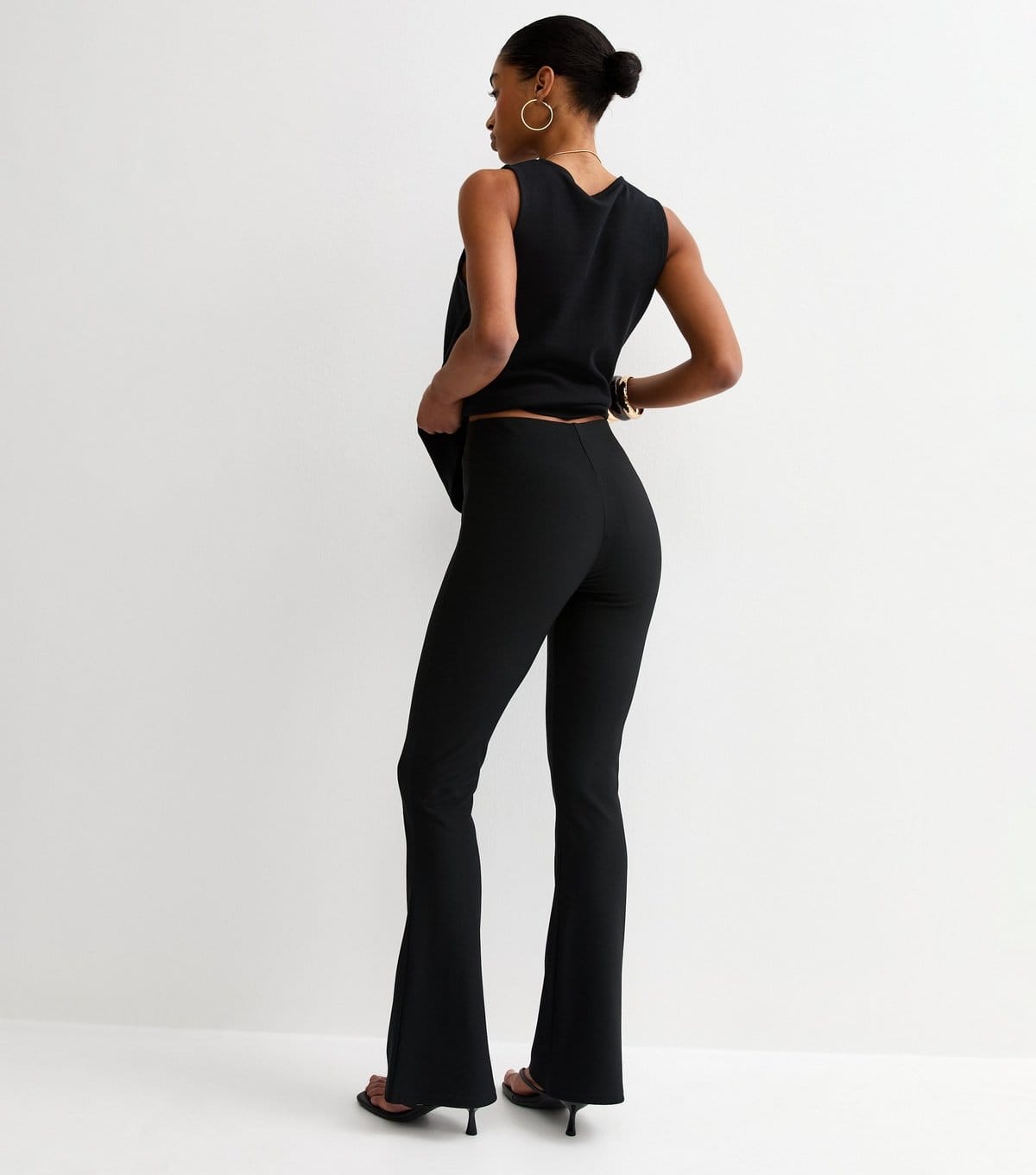 New Look Women's Black Ribbed Flared Trousers New Look - 4