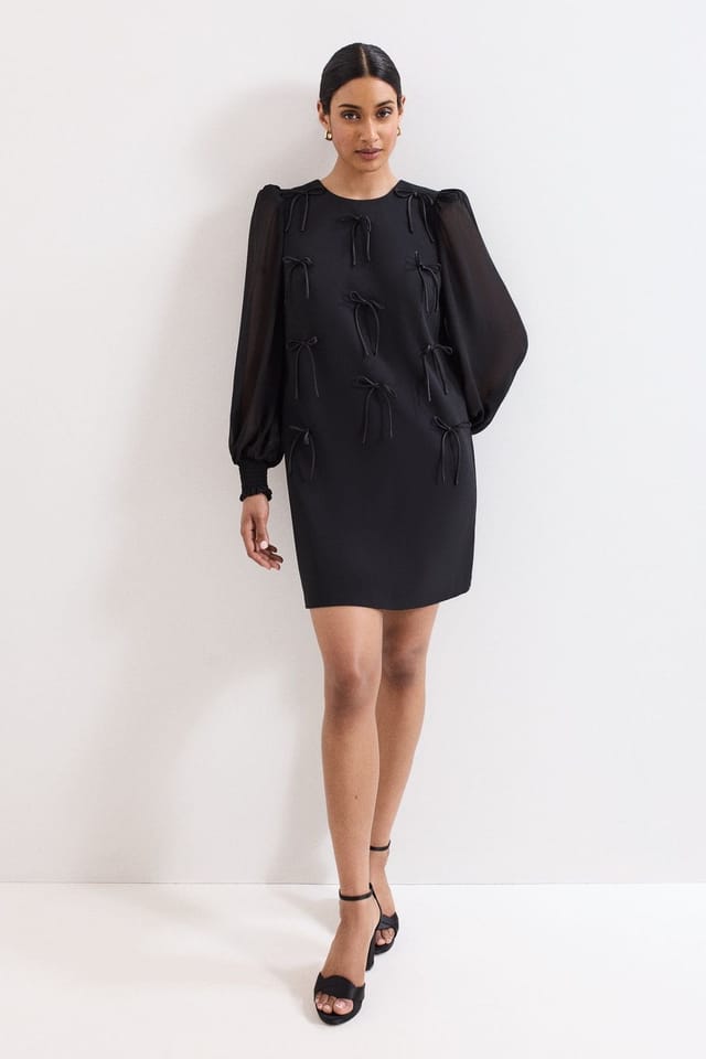 Phase Eight Phase Eight Women's Jamie Bow Shift Dress in Black - 3