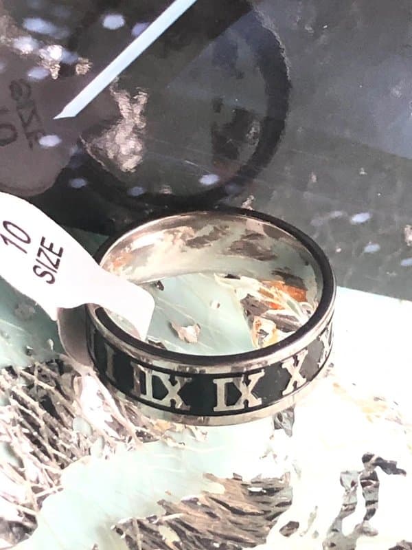 Fashion 🔷 Stylish Roman Numerals Men’s Ring in Silver and Black