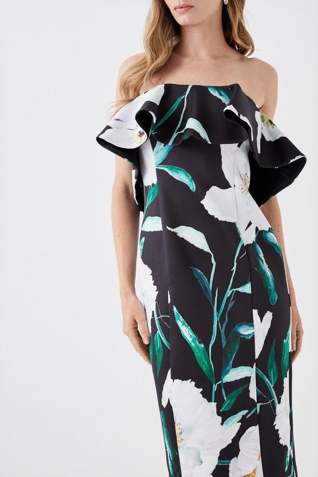 Coast Coast Women's Petite Printed Ruffle Bandeau Dress in Mono - 2