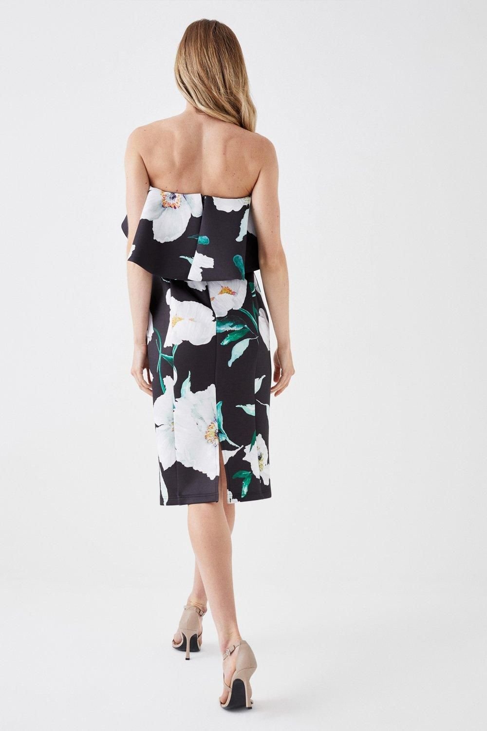 Coast Coast Women's Petite Printed Ruffle Bandeau Dress in Mono - 3