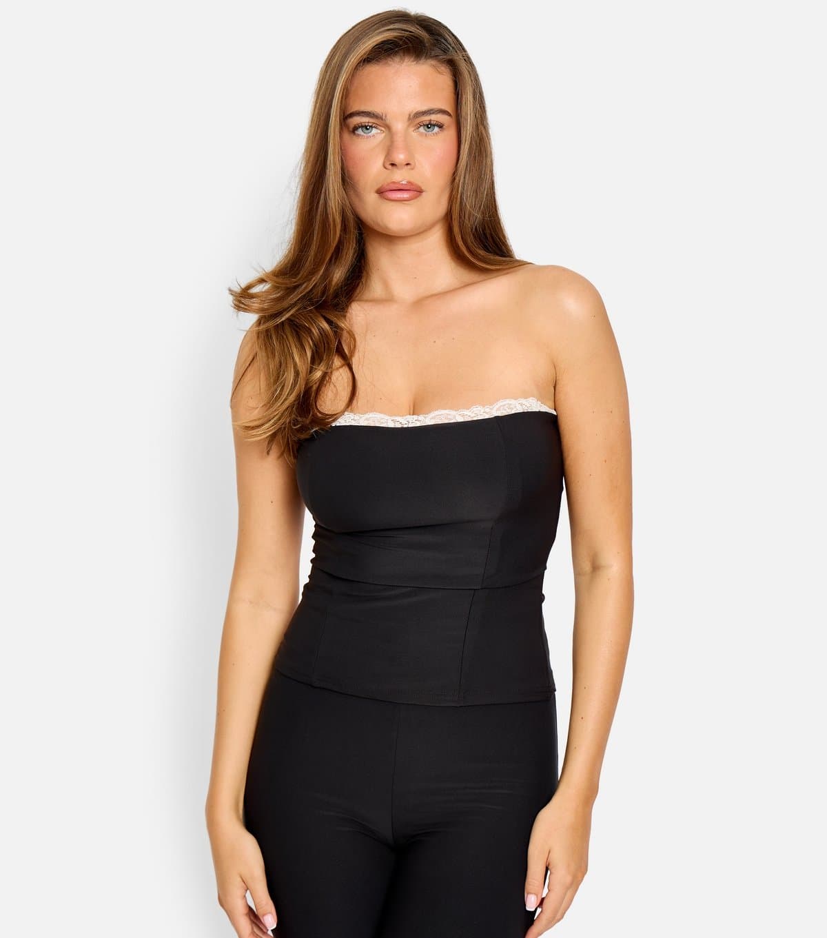 Public Desire Women's Black Lace Trim Bandeau Top Public Desire New Look