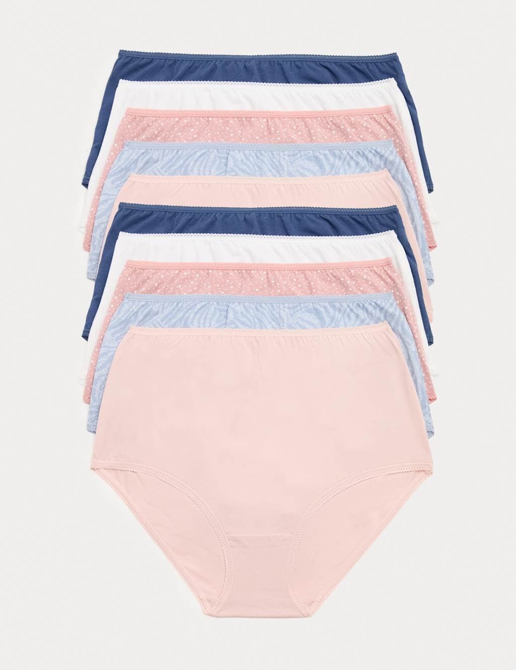 Marks & Spencer M&S Dark Blue Cotton Lycra Full Brief Knickers 10-Pack