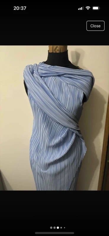 ASOS Design plisse drape shoulder maxi dress wrap skirt pastel blue evening festive size 10