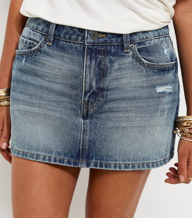 New Look Women's Blue Cotton Bleach Effect Micro Denim Skort New Look - 2