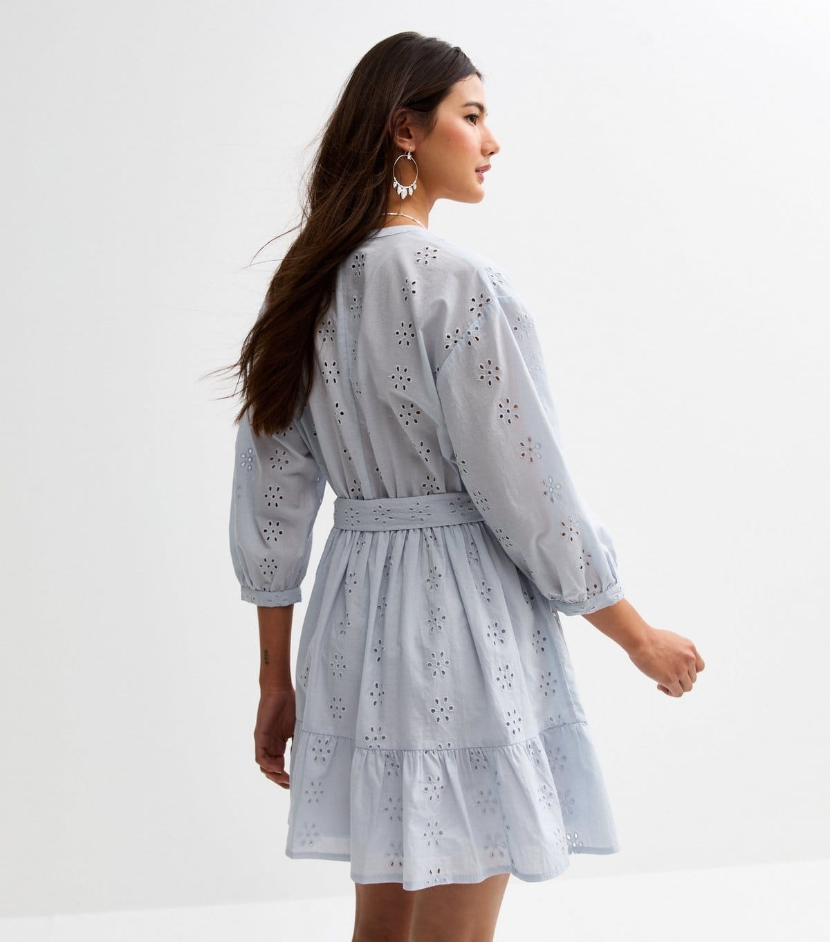 New Look Women's Light Blue Broderie Anglaise Mini Dress New Look - 4