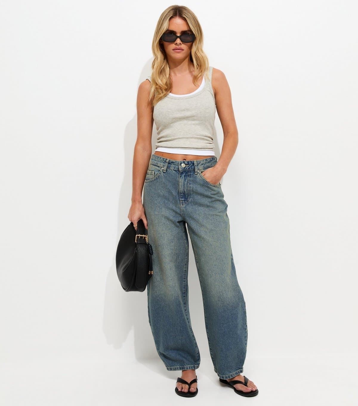 New Look Women's Petite Blue Barrel Leg Jeans New Look